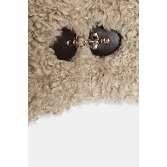 ZARA FAUX FUR JACKET WITH FIREMAN CLASPS - Picture 9 of 9